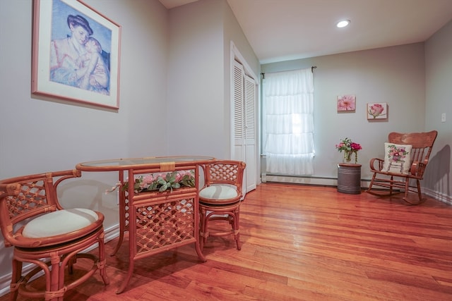 living area featuring wood-type flooring