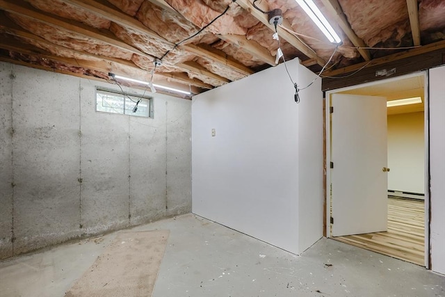 basement with a baseboard radiator