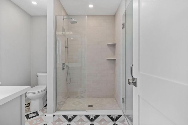 73 Knoll St Unit 73, Boston, MA 02131 - bathroom featuring vanity, a stall shower, and recessed lighting