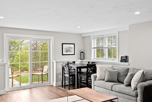54 Sunflower Way, Plymouth, MA 02360 - living area with wood finished floors, recessed lighting, and baseboards