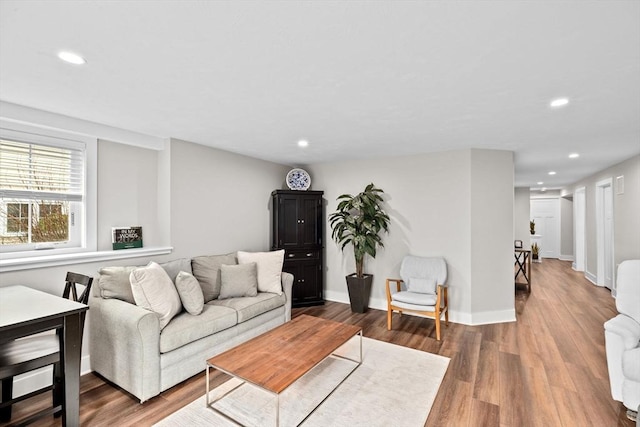 54 Sunflower Way, Plymouth, MA 02360 - living room featuring recessed lighting, wood finished floors, and baseboards