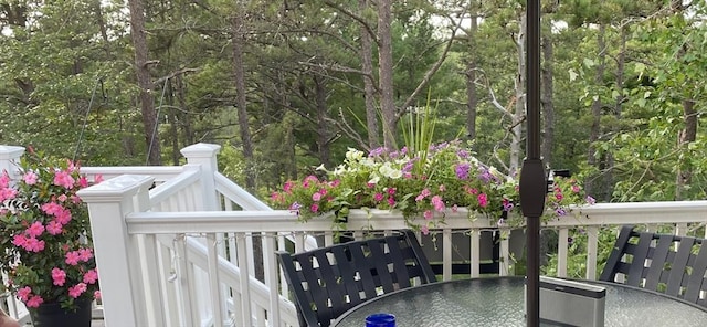 54 Sunflower Way, Plymouth, MA 02360 - view of wooden balcony featuring outdoor dining space and a deck
