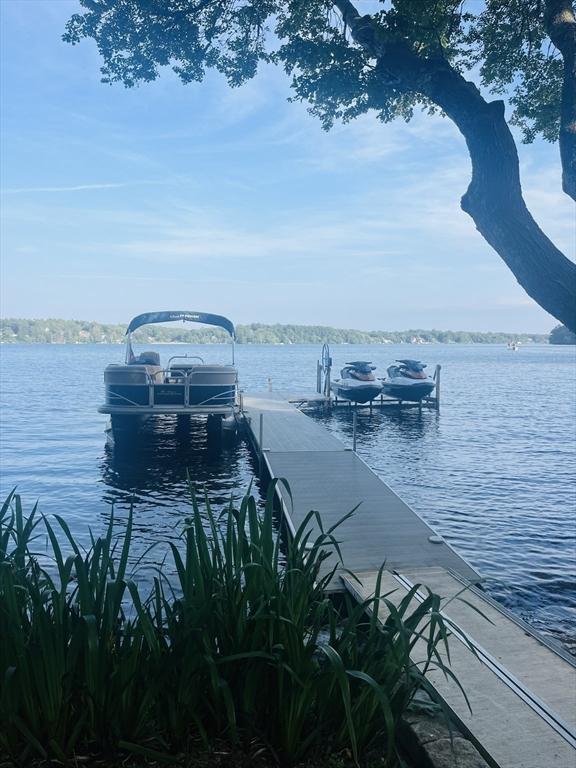 233 Hoopdole Rd, Mashpee, MA 02649 - dock area with boat lift and a water view