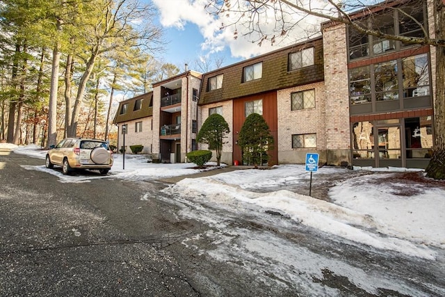 view of snow covered property