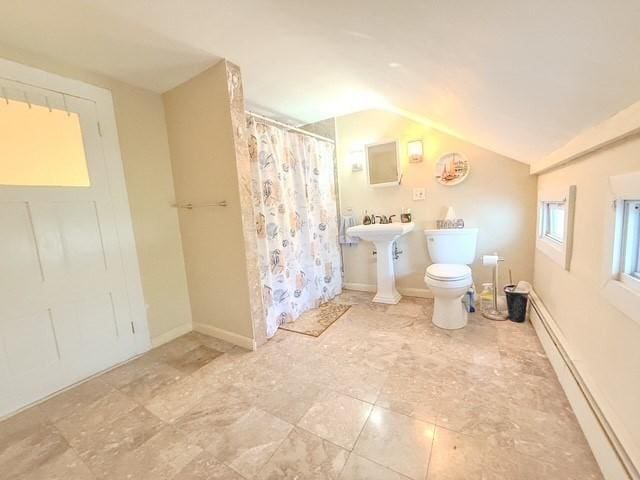 68 Forest St, Lowell, MA 01851 - full bathroom with lofted ceiling and a shower with shower curtain