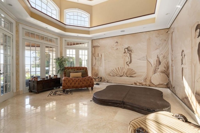 150 Horseneck Rd, Dartmouth, MA 02748 - building lobby with crown molding and a high ceiling