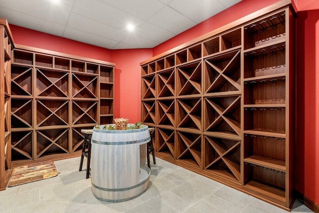 wine cellar with a paneled ceiling