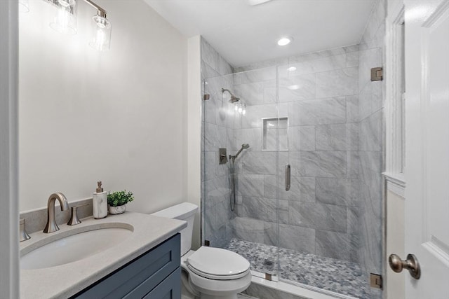 261 E St, Foxboro, MA 02035 - full bath with a shower stall, vanity, and recessed lighting
