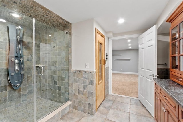 261 E St, Foxboro, MA 02035 - full bathroom featuring a shower stall, vanity, and recessed lighting