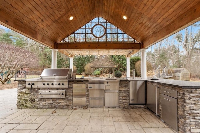 261 E St, Foxboro, MA 02035 - view of patio / terrace featuring a gazebo and an outdoor kitchen