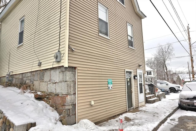 view of snowy exterior