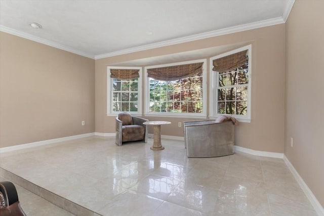 unfurnished room with baseboards and ornamental molding