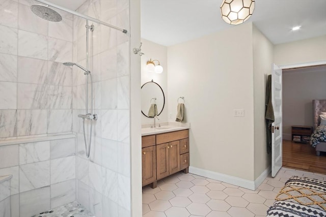 9 Arlington Rd, Woburn, MA 01801 - full bathroom with vanity, a shower stall, and tile patterned floors