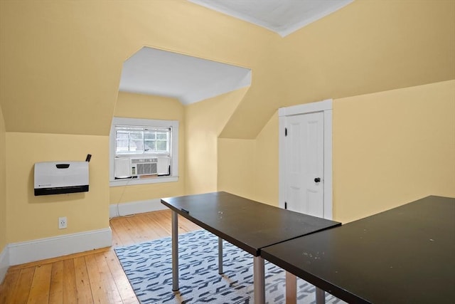 9 Arlington Rd, Woburn, MA 01801 - unfurnished office with hardwood / wood-style floors, lofted ceiling, cooling unit, and heating unit