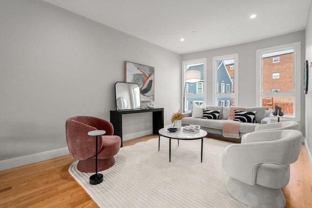 123-125 Centre St Unit Th4, Boston, MA 02124 - living area with baseboards, recessed lighting, and wood finished floors