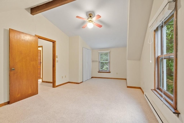 10 Worcester Rd, Townsend, MA 01469 - empty room featuring baseboard heating, light colored carpet, baseboards, and ceiling fan