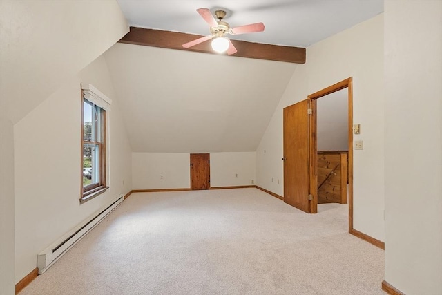 10 Worcester Rd, Townsend, MA 01469 - additional living space featuring baseboard heating, ceiling fan, baseboards, and light carpet
