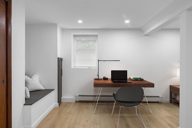 268 Pine St, Tewksbury, MA 01876 - office space with baseboard heating, wood finished floors, and recessed lighting