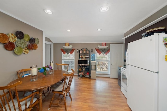 85 Everett St, Southbridge, MA 01550 - dining space with light wood-type flooring, recessed lighting, and ornamental molding