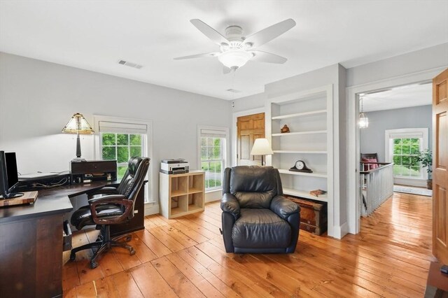 39 Cook Rd, Southampton, MA 01073 - home office featuring light wood-type flooring and ceiling fan