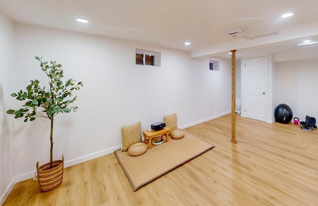 79 Charter Rd, Acton, MA 01720 - living area featuring wood finished floors, baseboards, and recessed lighting