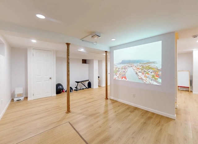 79 Charter Rd, Acton, MA 01720 - below grade area featuring light wood-type flooring, baseboards, and recessed lighting