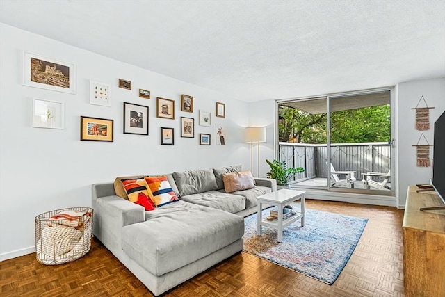 19 Winchester St Unit 102, Brookline, MA 02446 - living area with a textured ceiling and baseboards