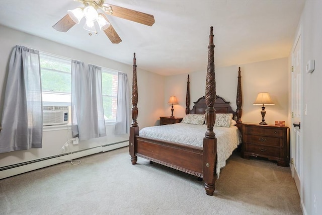 421 Gray Ter, Dighton, MA 02764 - bedroom with carpet flooring, a baseboard heating unit, a ceiling fan, and cooling unit