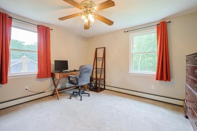 421 Gray Ter, Dighton, MA 02764 - office featuring baseboard heating, carpet floors, and a ceiling fan