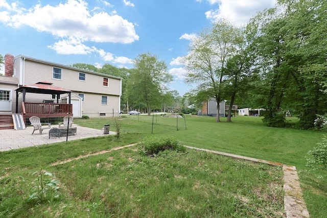 421 Gray Ter, Dighton, MA 02764 - view of green lawn featuring a gazebo, a patio area, and an outdoor fire pit