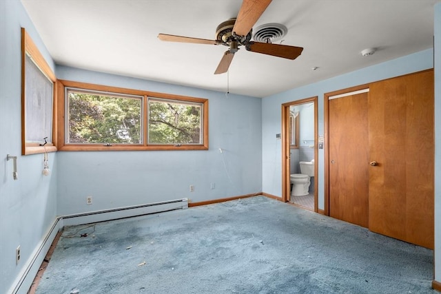 260 Landham Rd, Sudbury, MA 01776 - unfurnished bedroom with carpet, baseboards, ensuite bathroom, and a ceiling fan
