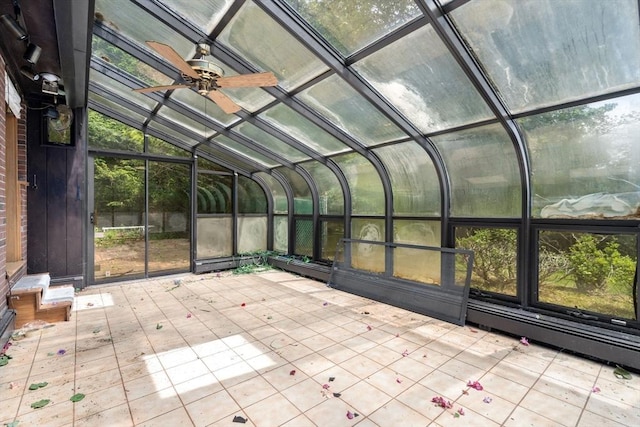 260 Landham Rd, Sudbury, MA 01776 - unfurnished sunroom with lofted ceiling, a ceiling fan, and baseboard heating