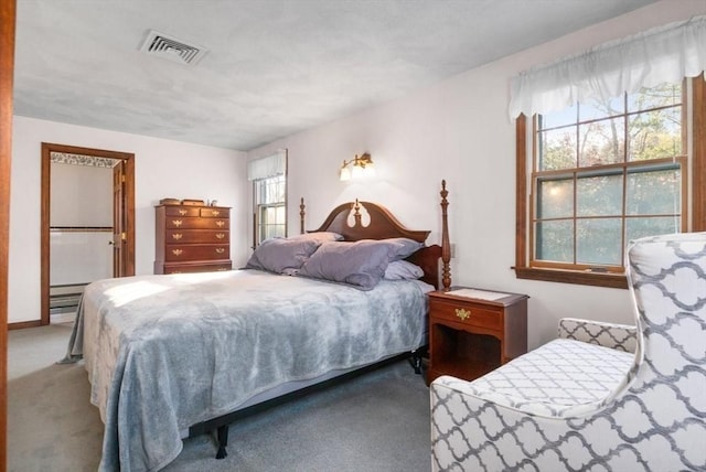 bedroom with carpet floors and multiple windows