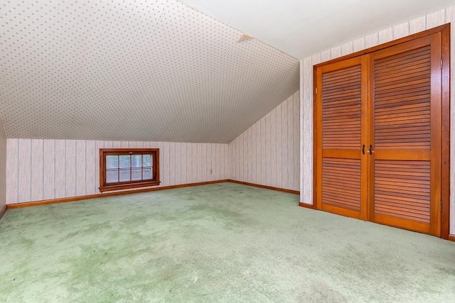 378 Linebrook Rd, Ipswich, MA 01938 - bonus room featuring lofted ceiling, carpet floors, baseboards, and wallpapered walls