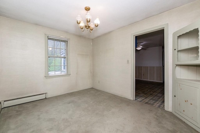 378 Linebrook Rd, Ipswich, MA 01938 - carpeted spare room with a chandelier and a baseboard radiator