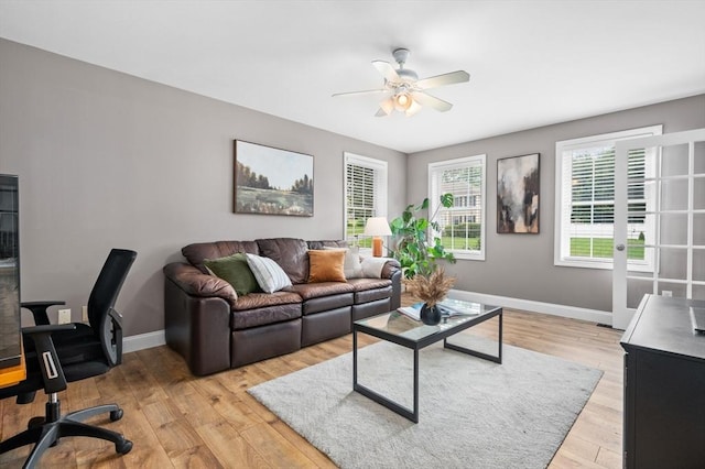 100 Overlook Ter, Dracut, MA 01826 - living room with a ceiling fan, a desk, and light wood finished floors