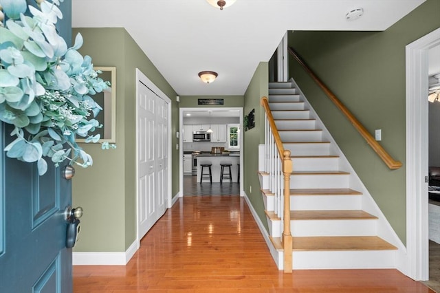 100 Overlook Ter, Dracut, MA 01826 - foyer featuring stairway and wood finished floors