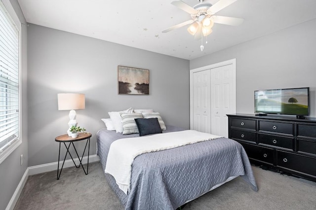 100 Overlook Ter, Dracut, MA 01826 - bedroom with light carpet, a closet, and ceiling fan