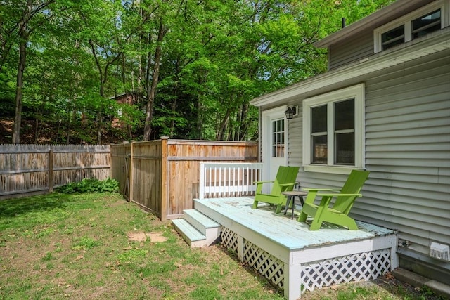 view of yard with a deck