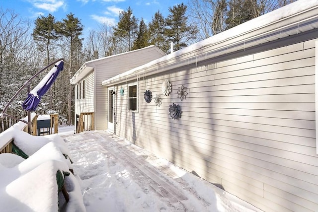 view of snowy exterior