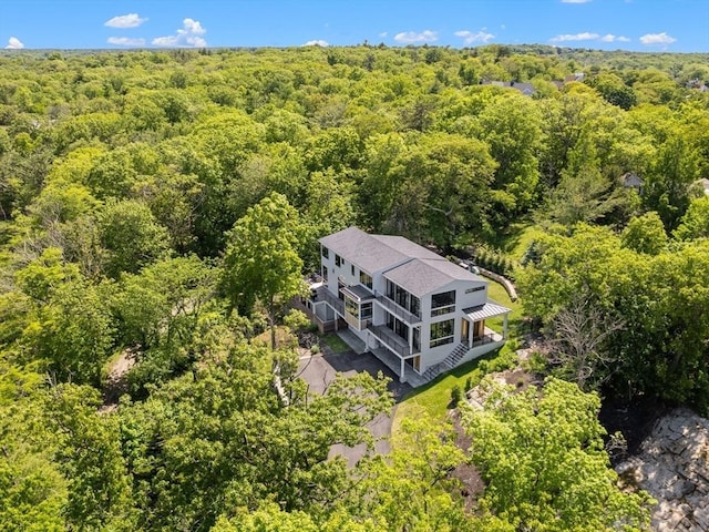 135 Beach St, Cohasset, MA 02025 - view from above of property with a heavily wooded area