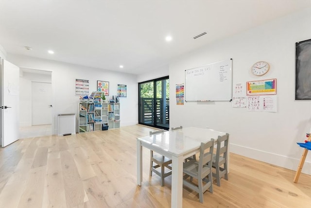 135 Beach St, Cohasset, MA 02025 - dining area featuring light wood finished floors, recessed lighting, and baseboards