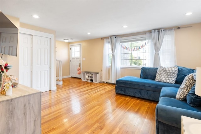 11-13 Turner Ter, Newton, MA 02460 - living room featuring light wood finished floors and recessed lighting