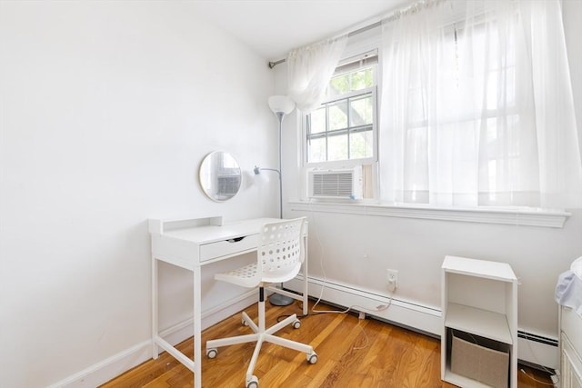 11-13 Turner Ter, Newton, MA 02460 - office featuring a baseboard radiator, wood finished floors, and cooling unit