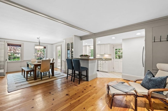 2 Andover St Unit A, Salem, MA 01970 - dining space with light wood-style floors and recessed lighting