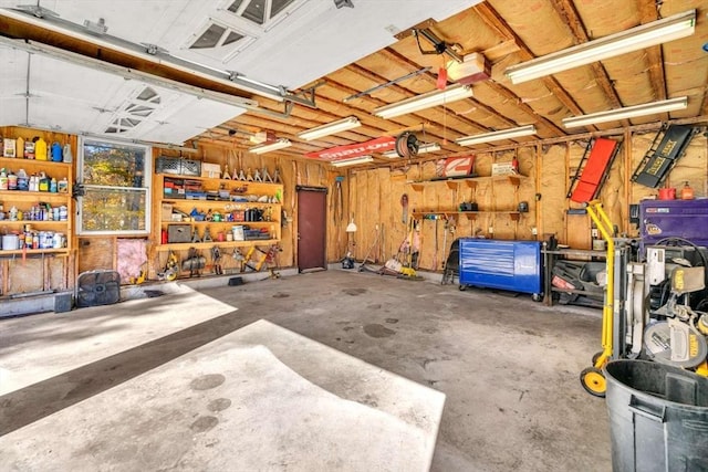 garage featuring a workshop area