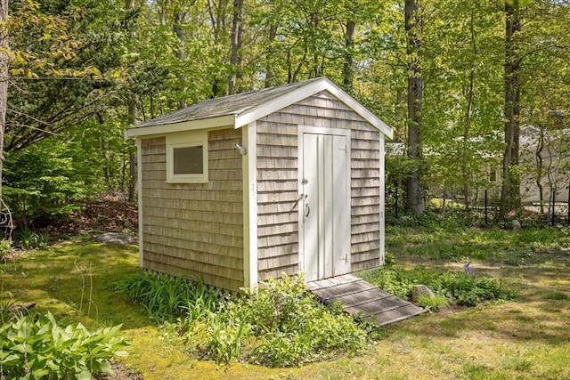 view of shed