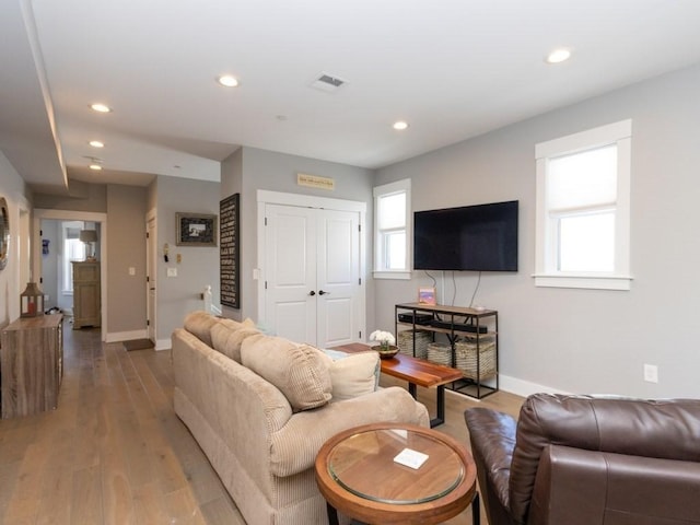 447 Frankfort St Unit 3, Boston, MA 02128 - living area featuring recessed lighting, plenty of natural light, and light wood-style flooring