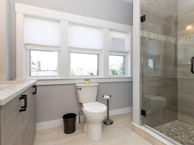 447 Frankfort St Unit 3, Boston, MA 02128 - full bathroom with vanity, a shower stall, and tile patterned flooring