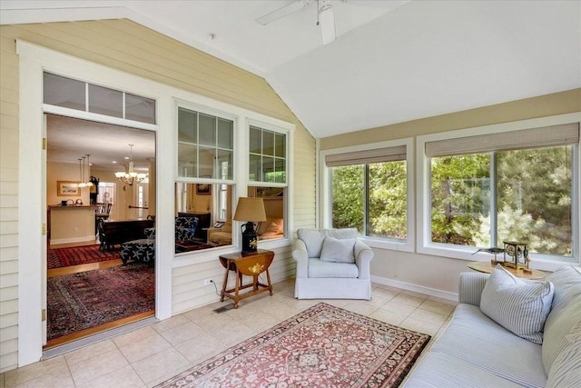 17 Chadwick Ct Unit 17, Mashpee, MA 02649 - sunroom / solarium featuring tile patterned flooring, lofted ceiling, and a chandelier